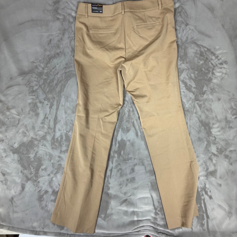 Express Editor Barely Boot Pants Tan Khaki Studio Stretch Low Rise 12R NWT - Picture 2 of 6